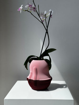 EGGPLANT VASE BY UAU PROJECT ANTIQUE PINK AND BORDEAUX WITH ORCHID