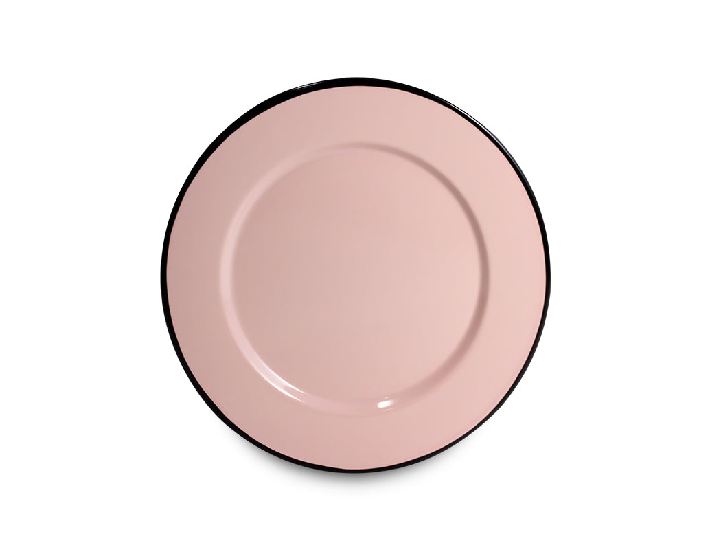 Plato Trinche de Peltre Rosa con Borde Azul Cobalto – 20 cm