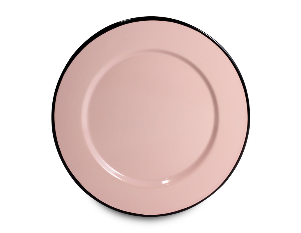 Plato Trinche de Peltre Rosa con Borde Azul Cobalto – 24 cm