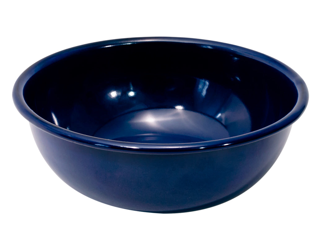 Tazón de Peltre Azul Cobalto con Borde Negro – 14 cm (570 ml / 19 oz)