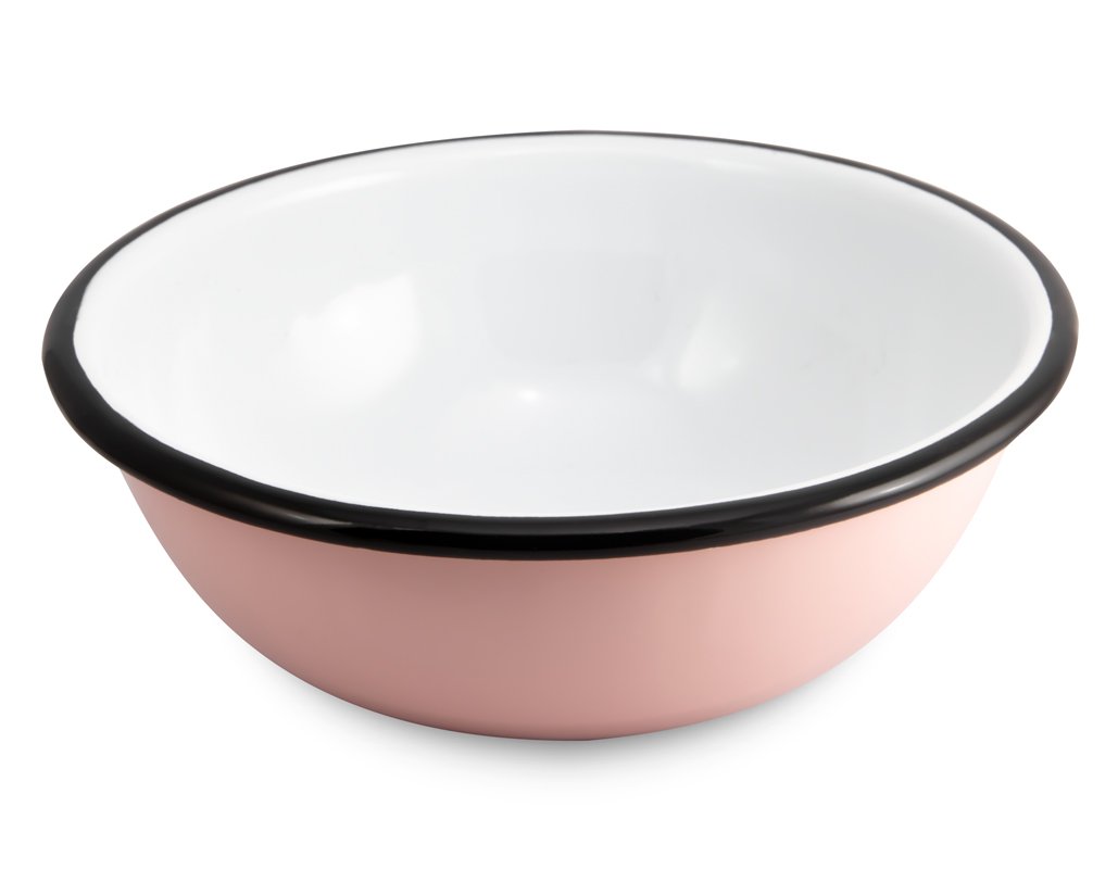 Tazón de Peltre Rosa, interior rosa y Borde Azul Cobalto – 14 cm (570 ml / 19 oz)